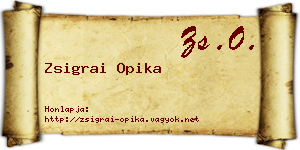 Zsigrai Opika névjegykártya